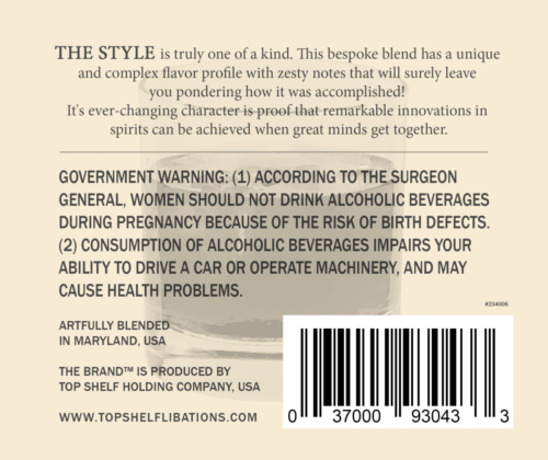 The Style -  Back Label